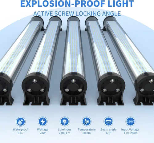 Vista 5 de 20W IP66 luces a prueba de explosiones llevó la luz del tubo de trabajo de la luz de la máquina Iluminación industrial para la máquina CNC 110V a