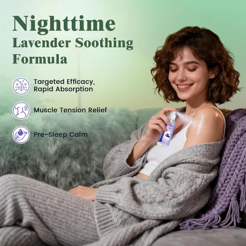 Vista 3 de Spray de magnesio: spray tópico de magnesio para pies, aceite de magnesio del mar muerto puro para pies con aceite de lavanda, calma nocturna, sueño
