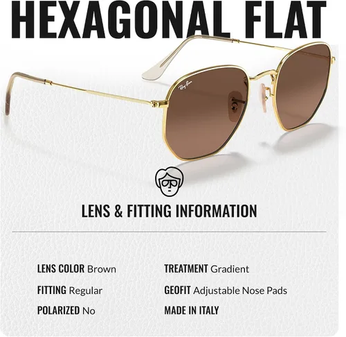 Vista 48 de Ray-Ban RB3548N Lentes planas hexagonales, gafas de sol cuadradas y redondas con kit oficial de gafas