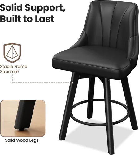 Vista 9 de REONEY Counter Height Swivel Bar Stools, 24" Modern Upholstered Barstools