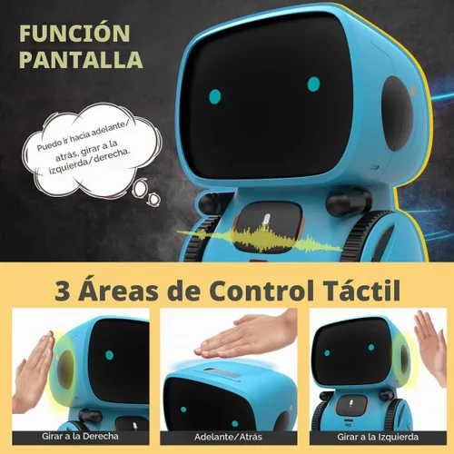 Vista 4 de KaeKid Robots para niños, robótico inteligente interactivo con sensor táctil, control de voz, reconocimiento de voz, canto, baile, repetición