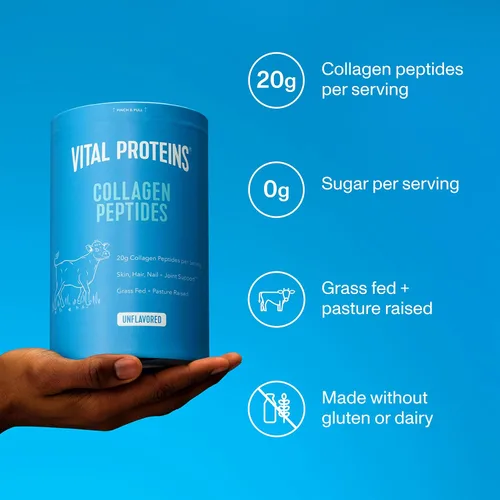 Vista 2 de Vital Proteins Polvo de Péptidos de Colágeno de Ganado Alimentado con Pasto, Apoya la Salud del Cabello, Piel, Uñas, Huesos y Articulaciones