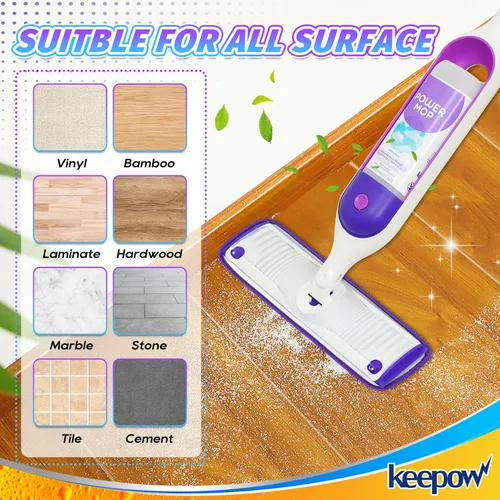 Vista 6 de KEEPOW - Almohadillas de repuesto reutilizables para mopa eléctrica compatibles con Swiffer PowerMop Power Mop Mopping Pad Refills for Wood Floor