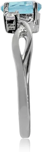 Vista 3 de Silvershake 7x5mm Oval Shape White Gold Plated 925 Sterling Silver Engagement Ring