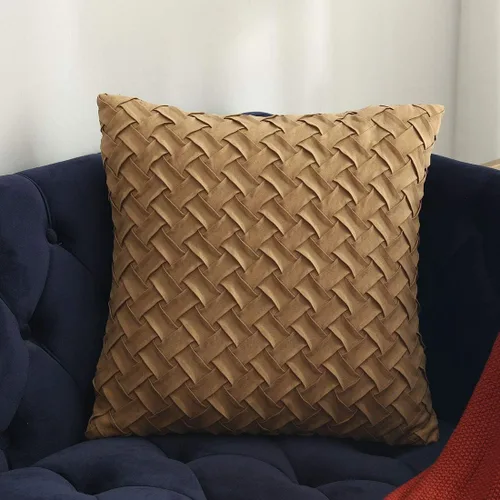 Vista 15 de vctops Funda de Almohada Decorativa con Patrón de Tejido de Canasta Boho, Gamuza Súper Suave, Funda de Cojín de Acento Cuadrada Sólida para Sillón