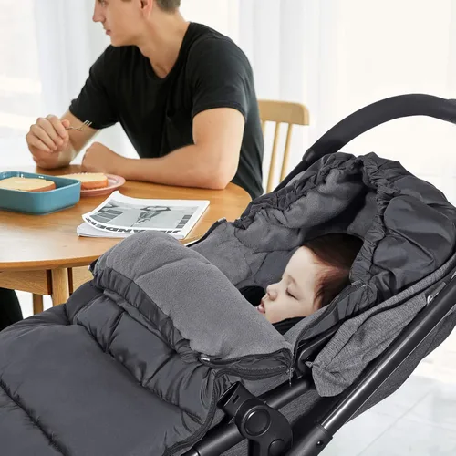 Vista 7 de Orzbow Saco universal para cochecito, bolsa de invierno para cochecito de bebé, saco de dormir cálido de forro polar coral para clima frío