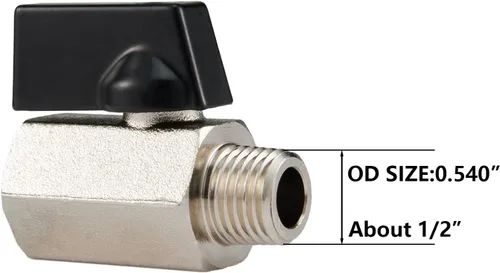 Vista 3 de EFIELD 1/4 Válvula de bola de latón de 1/4 "hembra NPT X 1/4" macho NPT válvula de cierre roscada, (MINI001)