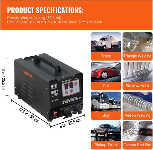 Vista 10 de VEVOR - Extractor de abolladuras para soldador por puntos de 110 V, kit de reparación de abolladuras de 3000 W, 7 modelos de máquina de soldadura