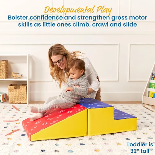 Vista 3 de ECR4Kids Softzone Little Me Climb and Slide, juego para niños pequeños, varios colores, 2 piezas Surtido