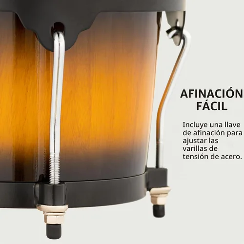 Vista 4 de Meinl Percussion HB100SNT-M bongós de madera natural de 6 3/4 y 8 pulgadas, Vintage Sunburst