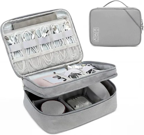 Vista 10 de Lanola Organizador Electrónico, Bolsa Organizadora de Cables de Viaje Funda para Accesorios Electrónicos Estuche de Transporte Bolsa de 2-negro