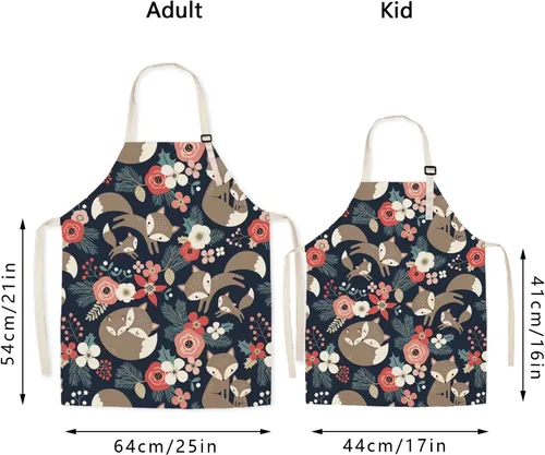 Vista 5 de Delantales a juego para niños y adultos, 2 delantales para mujeres y niños, delantal de cocina perfecto para mamá y yo
