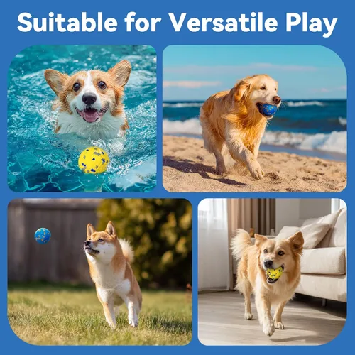 Vista 6 de Pelota de juguete indestructible para perros, pelotas de tenis duraderas para masticadores agresivos, pelotas flotantes y de alto rebote