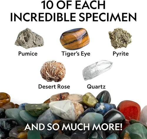 Vista 3 de Kit de colección de rocas de National Geographic para niños – 1.25 lb. Rocas, minerales y piedras preciosas surtidas y 50 rocas y minerales geniales