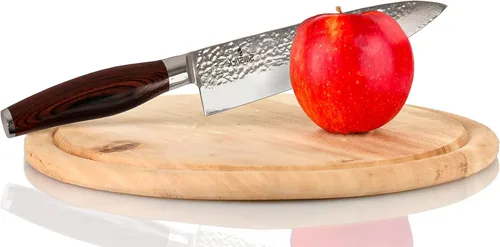 Vista 4 de Cuchillo de chef de Damasco – Acero inoxidable japonés VG10 de 67 capas de 8 pulgadas – Forjado de alto carbono – Hoja afilada de espiga completa