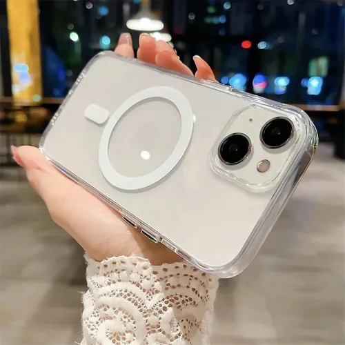 Vista 21 de Funda magnética transparente compatible con iPhone 11, lujosa funda MagSafe transparente a prueba de golpes con protector completo de lente
