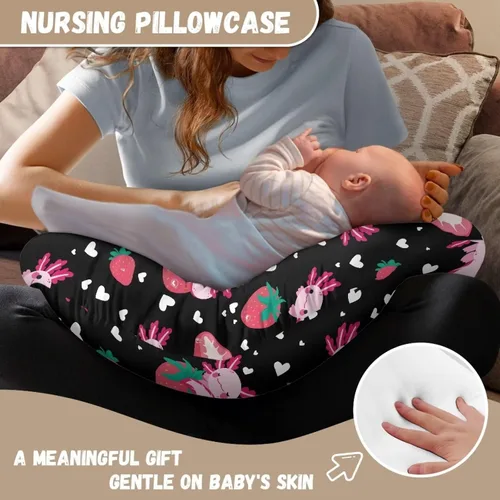 Vista 6 de Axolotl - Funda de almohada de lactancia de fresa para lactancia materna, fundas de almohada de lactancia, se ajusta a la almohada, elección