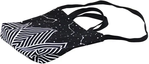 Vista 4 de Caixia Mountain Star Print Canvas Tote Convertible Bolso de hombro negro mediano