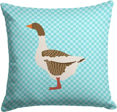 Vista 264 de Caroline's Treasures BB8163PW1414 Beltsville - Almohada decorativa de tela a cuadros pequeños, color blanco, pavo y gallina azul, lavable a máquina