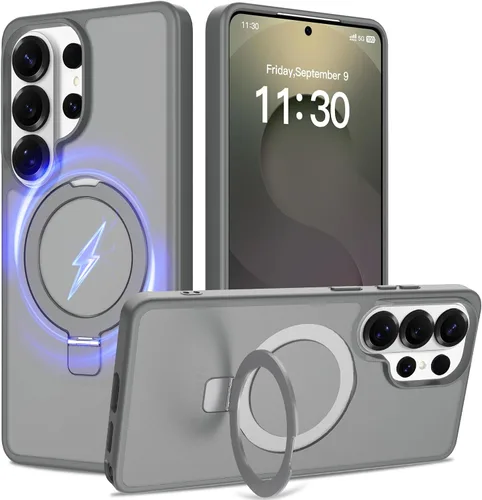 Vista 14 de Funda con soporte ultra magnético para iPhone 15 Pro [protección militar contra caídas] [compatible con MagSafe] a prueba de golpes, translúcida