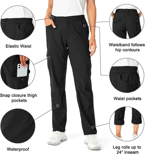 Vista 5 de Pantalones tipo cargo enrollables para mujer impermeables ligeros de secado rápido bonitos bolsillos