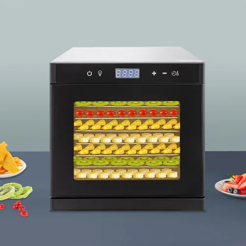 Vista 3 de Deshidratadores de alimentos para encimera, máquina secadora de acero inoxidable con temporizador digital ajustable de 24 horas, control