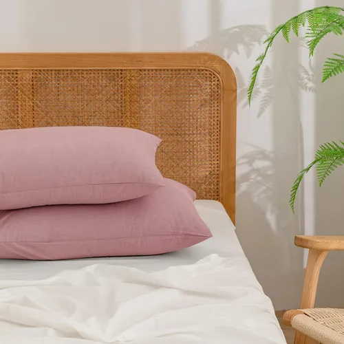 Vista 21 de BESTOUCH 100% Algodón Lavado Funda de Almohada para Cabello y Piel, Sensación de Lino, Suave, Cómoda, Transpirable, Juego de 2 Fundas de Almohada
