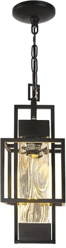 Vista 8 de PARTPHONER Lámpara colgante de 15 pulgadas para exteriores del atardecer al amanecer, lámpara colgante de metal moderno para exteriores, lámpara