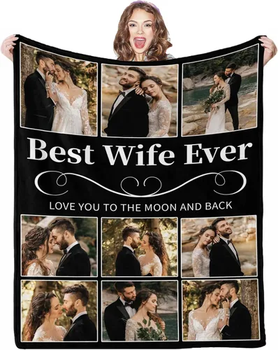 Vista 33 de Mantas personalizadas con fotos, 1 foto, manta personalizada, regalos personalizados para mamá, papá, pareja, novia, novio, esposa, marido, 8 tamaños