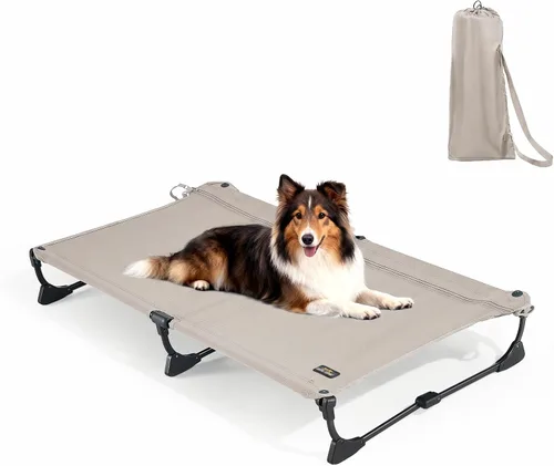 Vista 13 de CANINE CANYON Catre antideslizante mejorado, cama elevada grande para perros, catre plegable portátil para exteriores, para campamento/hogar, a