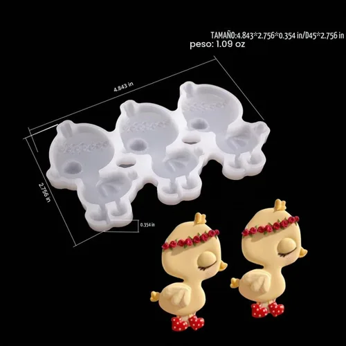 Vista 3 de mostsom Moldes de silicona para piruletas para pastel de pollitos para gelatina y dulces, moldes para tartas, formas variadas, decoración