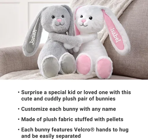 Vista 6 de Let's Make Memories Conejitos de peluche personalizados para abrazar – Día de San Valentín – para parejas o niños – para él – para ella – Amor – Te