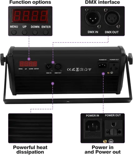 Vista 8 de U`King Barra de luz LED para escenario, 80 W, 48 LED, RGB Dj, barra de luces 2/8/12 DMX, reproducción automática, luz estroboscópica activada por