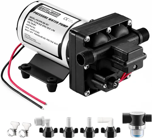 Vista 10 de WASSERMANN RV Water Pump 12 Volt DC 3.0GPM 55PSI Replacement For 4008-101-A65 Water Pump Self Priming Diaphragm Pump with Pressure Switch for RV