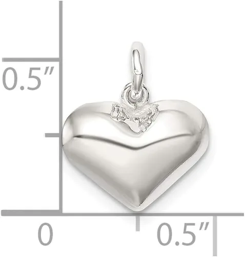 Vista 2 de Saris and Things Colgante de plata de ley 925 pulida con forma de corazón, Plata esterlina