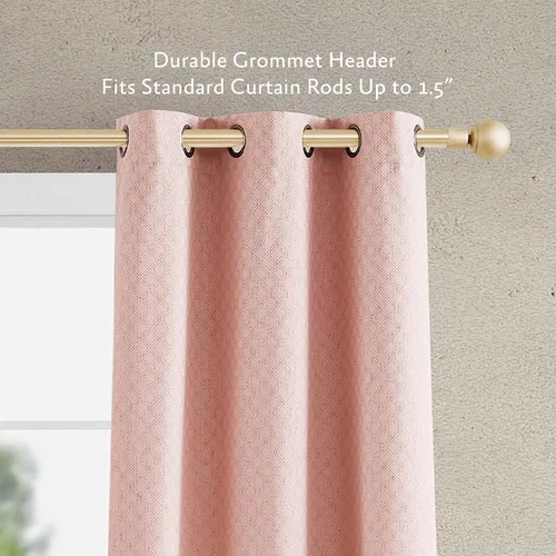 Vista 4 de Jessica Simpson Faye - Cortinas opacas rosas para dormitorio, 2 paneles de cortinas texturizadas con aislamiento térmico, cortinas de 38 x 96