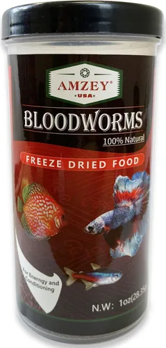 Vista 5 de Amzey Blood Worms 0.35oz - Gusanos de sangre liofilizados 100% naturales - Alimento para peces de acuario - Alimento alto en proteínas para peces