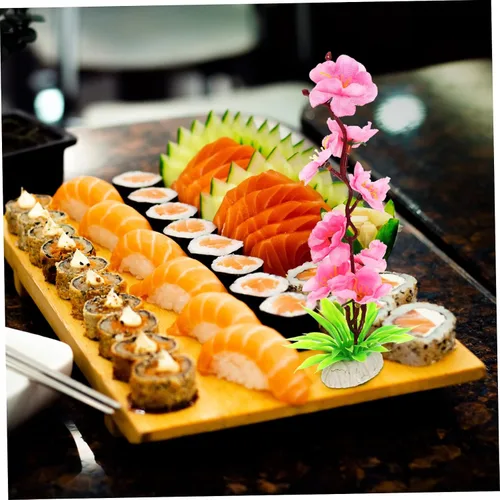 Vista 6 de 5 sets Exquisito plato de flores japonesas para sushi decorativo frío plato flor adorno flor falsa decoración 2 piezas x 5