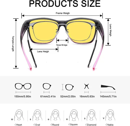 Vista 4 de Wzerry Night Vision Glasses Polarized for Men Women (Nighttime Driving Glasses Over Glasses for Driving)
