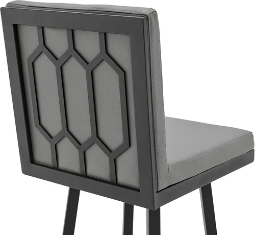 Vista 6 de Armen Living Taburete giratorio moderno de metal y piel sintética gris Gem