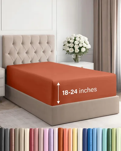 Vista 116 de Sábana bajera ajustable extra profunda Twin XL – Sábana bajera individual de lujo de hotel solamente – Se adapta fácilmente a colchones de 18 a 24