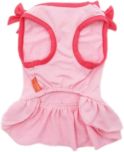 Vista 8 de KYEESE Vestidos para perro, corbata de moño rosa, ropa para mascotas, chaleco Yorkshire, camisa, vestido de verano para perro, princesa, XS
