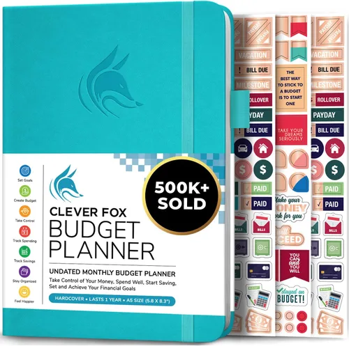 Vista 31 de Clever Fox Planificador de presupuesto de bolsillo, mini cuaderno de seguimiento de gastos. Organizador de presupuestos mensual, cuaderno