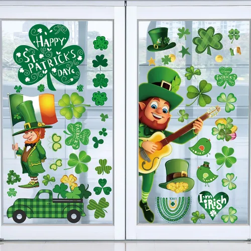 Vista 8 de Decoraciones del 4 de Julio Calcomanías Patrióticas para Ventanas de EE.UU. Calcomanías de Ventana Artísticas de Doble Cara EE.UU. Día