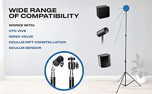 Vista 7 de Skywin VR Tripod Stand, HTC Vive Base Station Compatible Sensor Stand and Base Station Mount for Vive Sensors or Oculus Rift Constellation (1 Tripod)