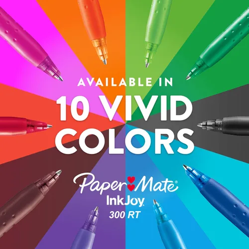 Vista 5 de Paper Mate InkJoy 300RT - Bolígrafos retráctiles, punta media (0.039 pulgadas), color negro, ideal para suministros de oficina, diario y accesorios
