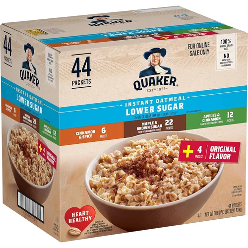 Vista 13 de Avena instantánea Quaker Immunity, paquete variado de 3 sabores, buena fuente de vitaminas C, D y zinc, granos enteros, sin sabores artificiales