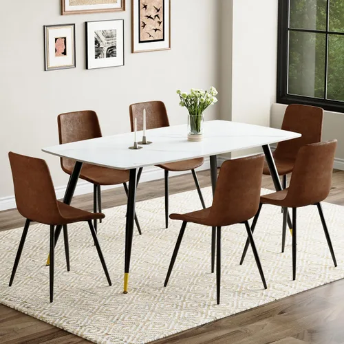 Vista 22 de Juego de 4 mesas de comedor negras para mesa de comedor de 4,50 pulgadas para 4, sillas de cocina de piedra sinterizada, fácil de montar, adecuado