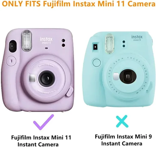 Vista 3 de Funda transparente para cámara instantánea Fujifilm Instax Mini 11, cubierta protectora de PVC duro con correa de hombro extraíble arcoíris y 20