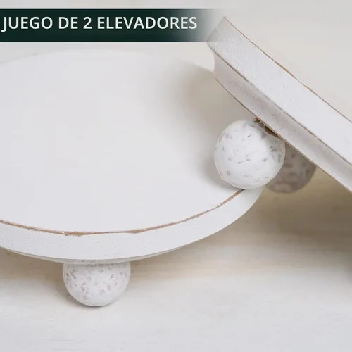 Vista 5 de Elevadores Mini Definidos para exhibición, elevadores de madera para decoración, elevador de madera redonda pequeña de 4”, elevador de madera